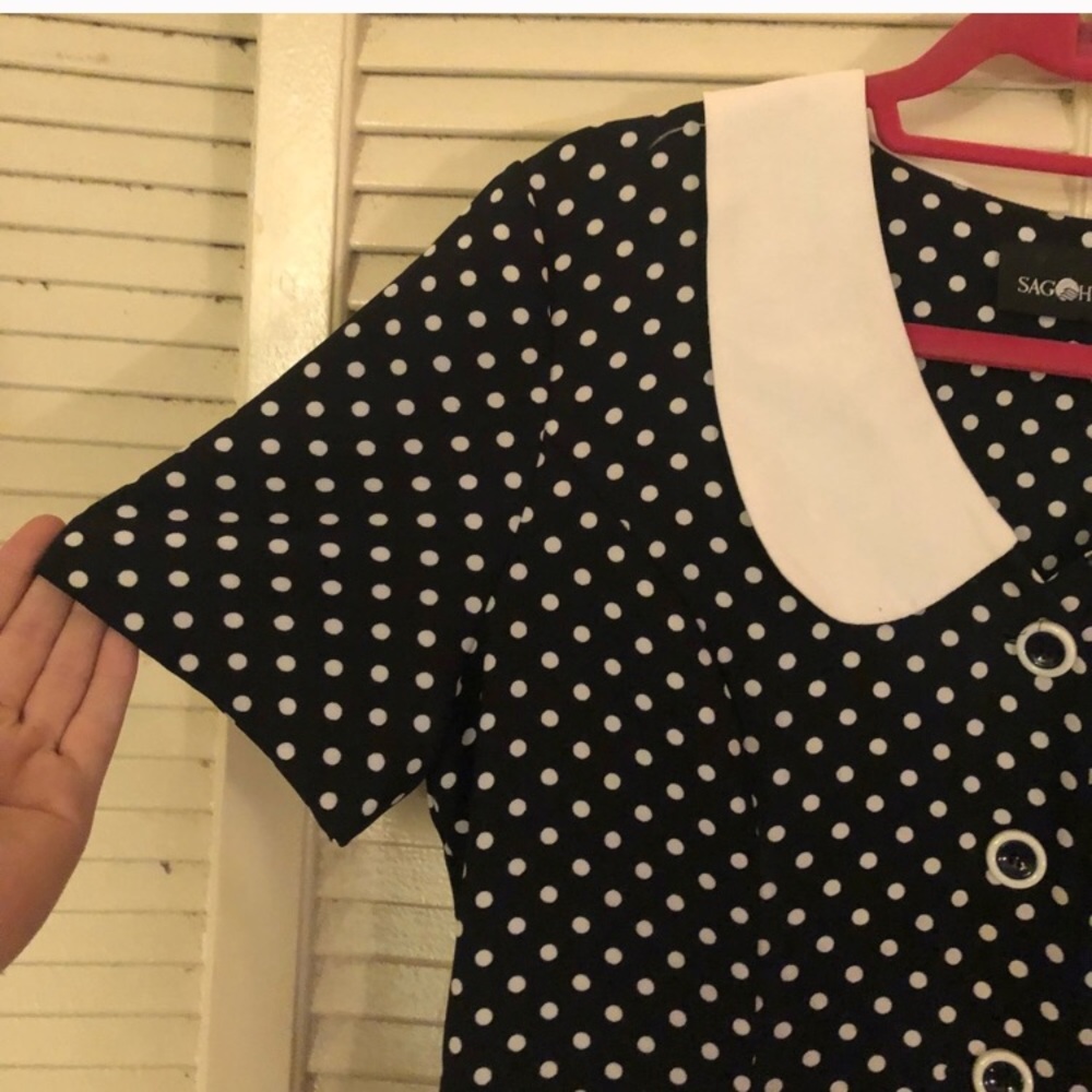 {Sag Harbor VTG} Short sleeve b/w polka dot dress - Picture 5 of 8